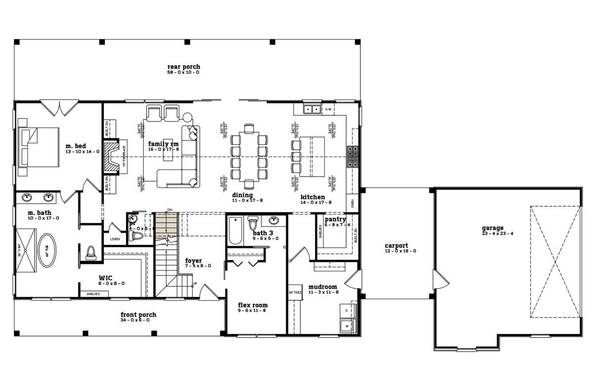 Main Floor w/ Basement Stairs Location for House Plan #7174-00021
