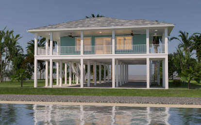 Coastal House Plan #9300-00044 Elevation Photo
