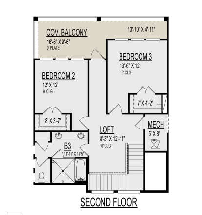 Second Floor for House Plan #9300-00065