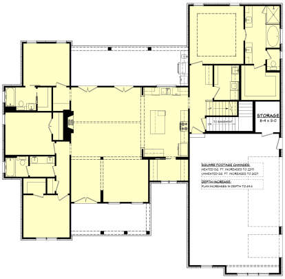 Main Floor w/ Basement Stairs Location for House Plan #041-00351
