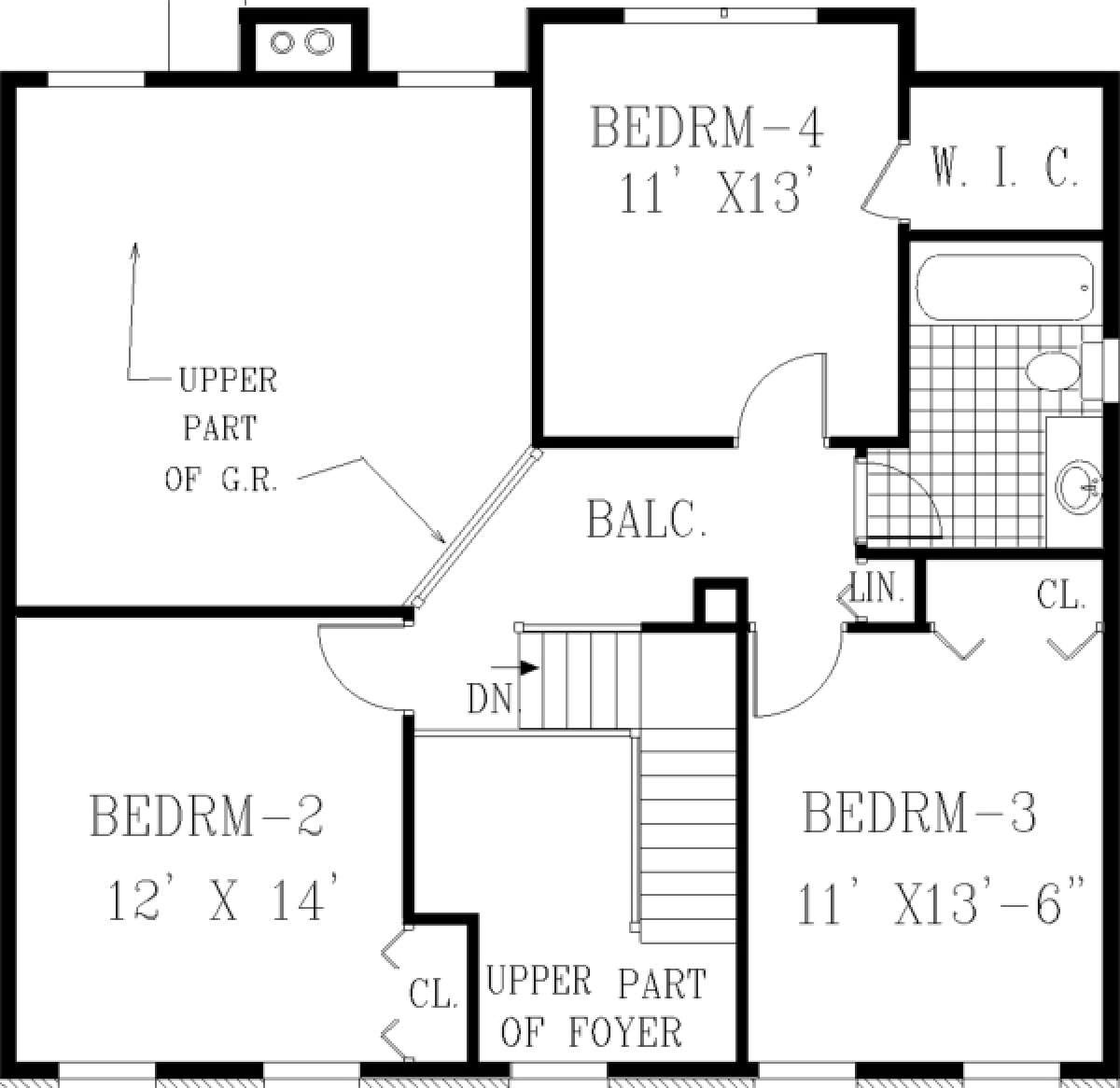 Upper Floor for House Plan #033-00077