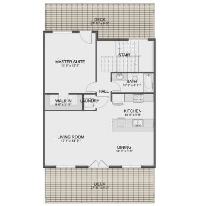 Traditional Plan: 1,376 Square Feet, 1 Bedroom, 2.5
