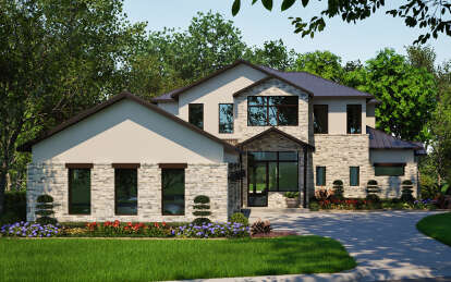 Contemporary House Plan #5445-00528 Elevation Photo