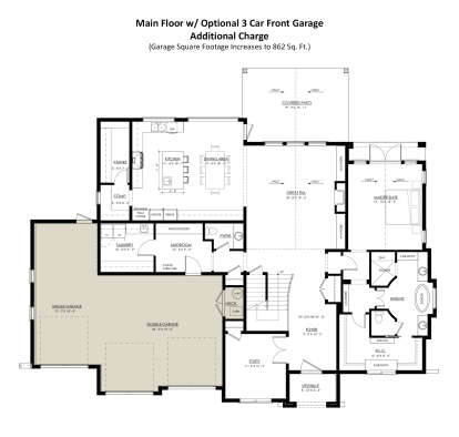 Main Floor w/ 3 Car Garage Option for House Plan #8937-00003