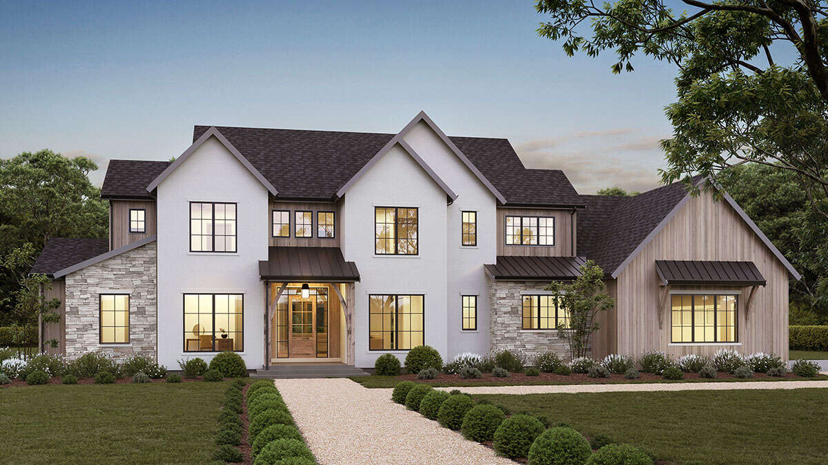 Modern Transitional Plan: 4,040 Square Feet, 4 Bedrooms, 3.5 Bathrooms ...