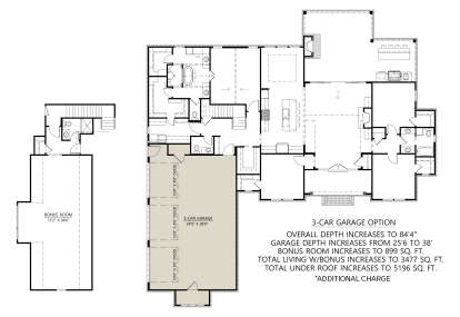 Main Floor w/ 3 Car Side Garage Option for House Plan #4534-00110