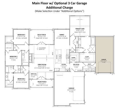 Main Floor w/ Optional 3 Car Garage for House Plan #7983-00004