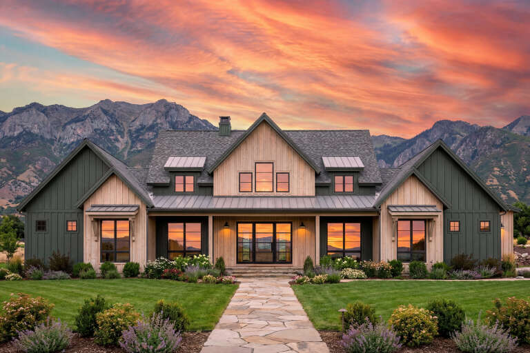 House Plan House Plan #30658 Front Elevation at Dusk