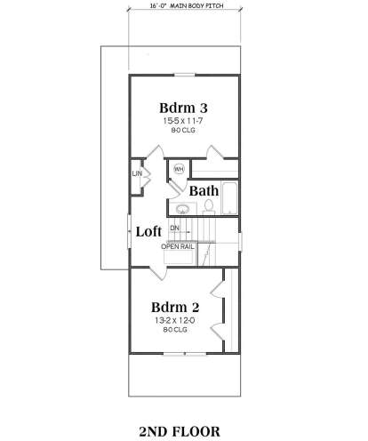 Second Floor for House Plan #009-00141