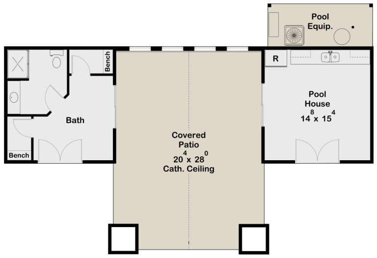 Craftsman Pool House Plan - 1,061 Square Feet | Floor Plan #963-00898 ...