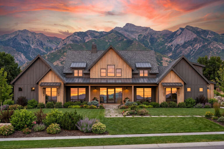 House Plan House Plan #30715 Front Elevation at Dusk