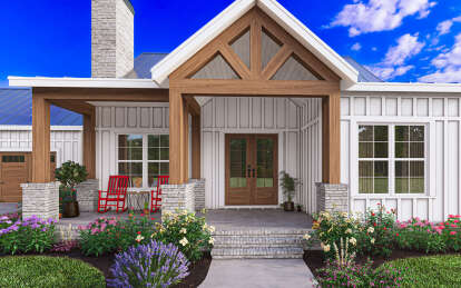 Modern Farmhouse House Plan #009-00393 Elevation Photo