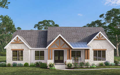 Modern Farmhouse House Plan #009-00395 Elevation Photo
