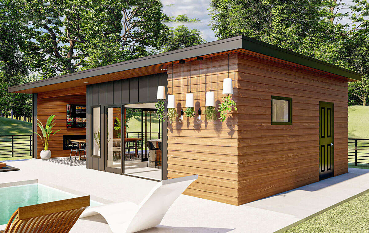 Modern Pool House Plan - 532 Square Feet, 1 Bathroom | Floor Plan #963 ...