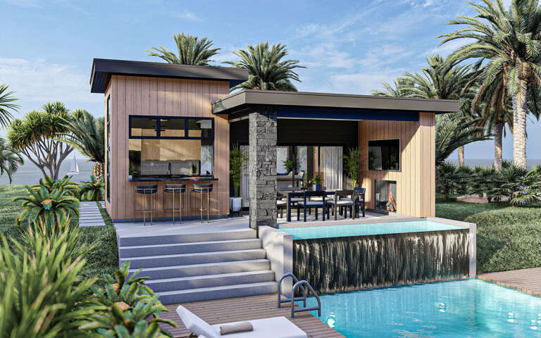 Modern Pool House Plan - 623 Square Feet, 0.5 Bathroom | Floor Plan ...