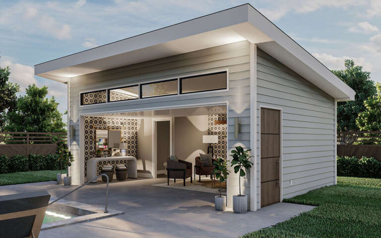 Modern Pool House Plan - 330 Square Feet, 0.5 Bathroom | Floor Plan ...