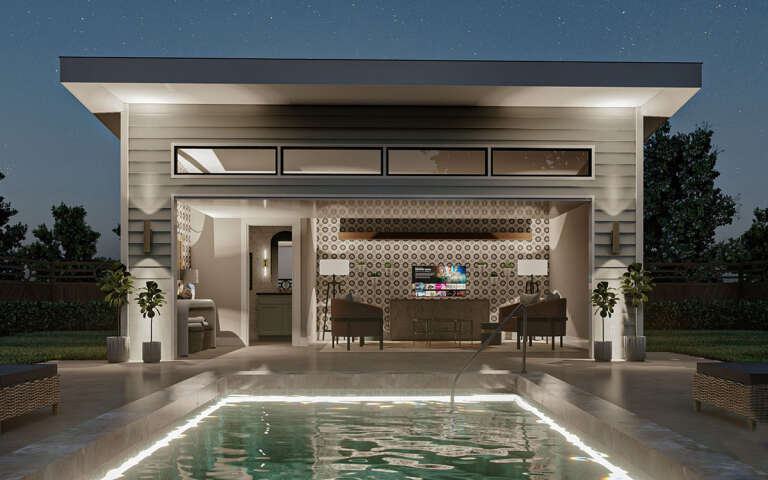 Modern Pool House Plan - 330 Square Feet, 0.5 Bathroom | Floor Plan ...