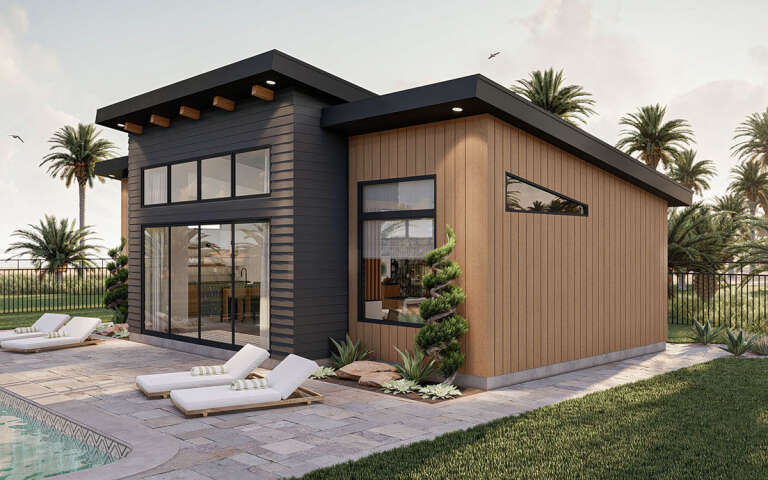 Modern Pool House Plan - 792 Square Feet, 1 Bathroom | Floor Plan #963 ...