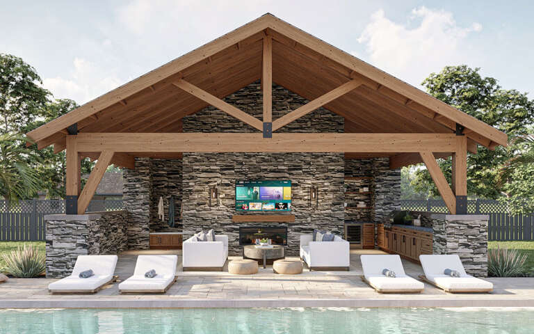 Pool house plans with outdoor kitchen deals
