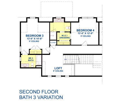Alternate Secondary Bath Option for House Plan #6316-00001