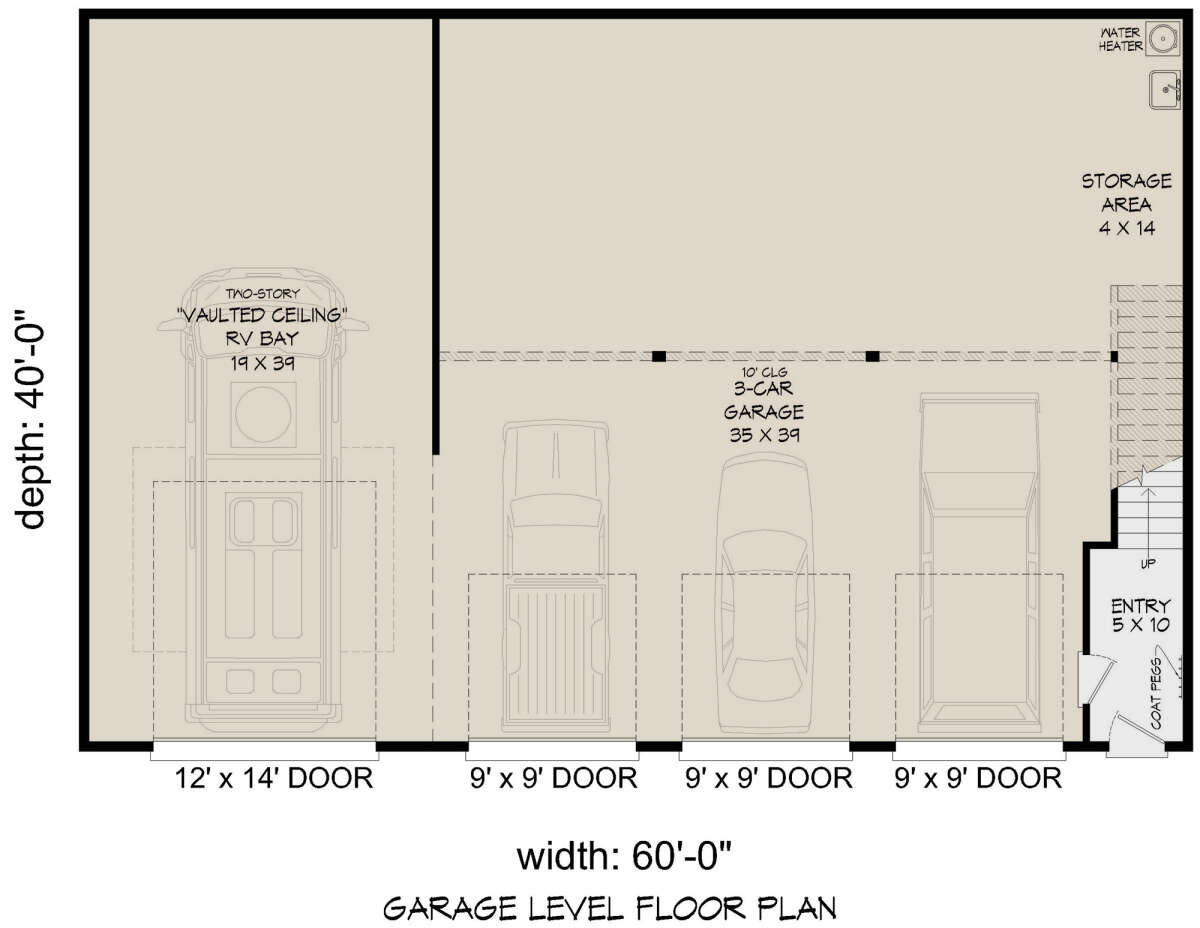 Modern 4 Car Garage Plan - 4,166 Square Feet, 3 Bedrooms, 1 Bathroom ...