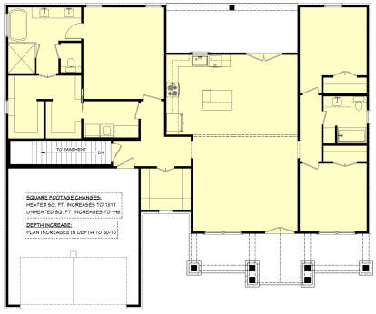 Main Floor w/ Basement Stairs Location for House Plan #041-0035