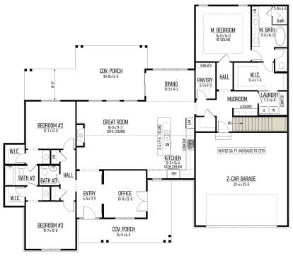Main Floor w/ Basement Stairs Location for House Plan #8244-00001