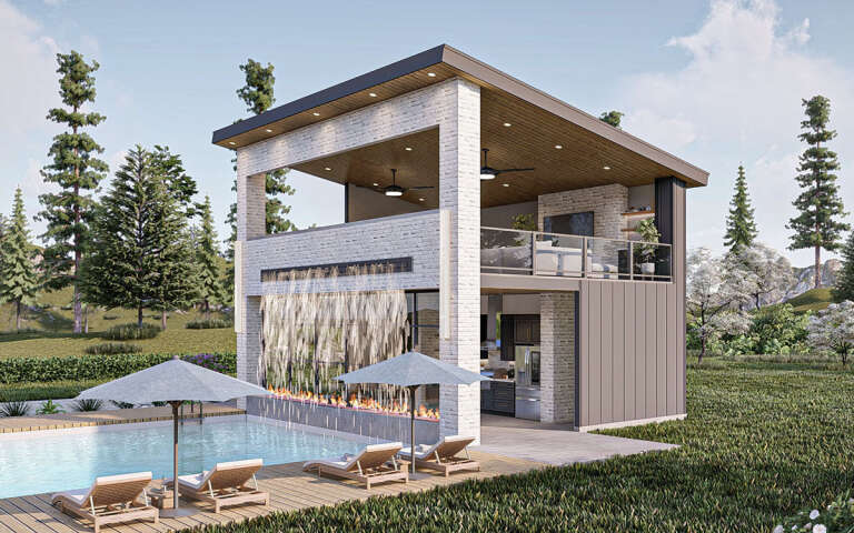 Modern Pool House Plan - 884 Square Feet, 1 Bathroom | Floor Plan #963 ...