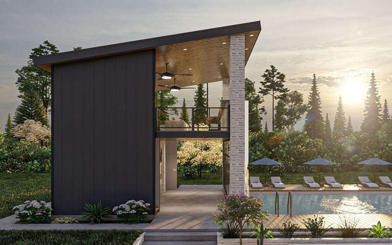 Modern Pool House Plan - 884 Square Feet, 1 Bathroom | Floor Plan #963 ...