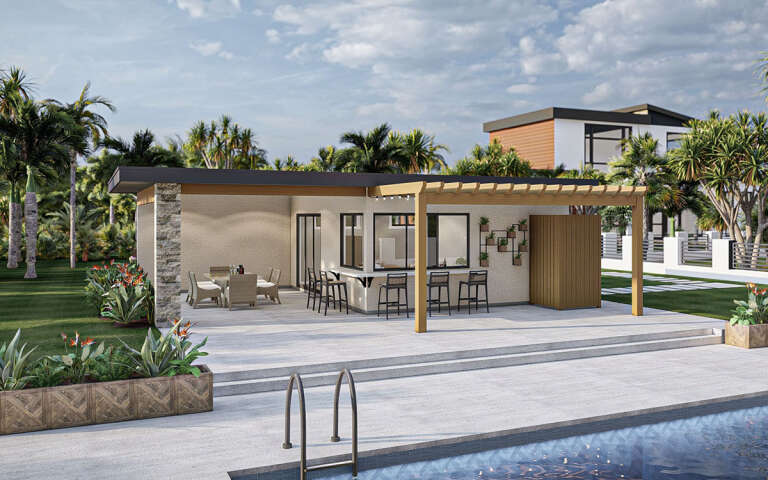 Modern Pool House Plan - 449 Square Feet, 1 Bathroom | Floor Plan #963 ...
