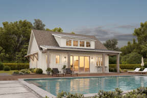 Modern Farmhouse Pool House Plan - 1,050 Square Feet, 2 Bedrooms, 1 ...
