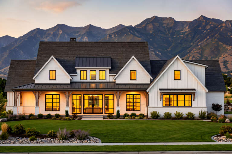 House Plan House Plan #30895 Front Elevation at Dusk