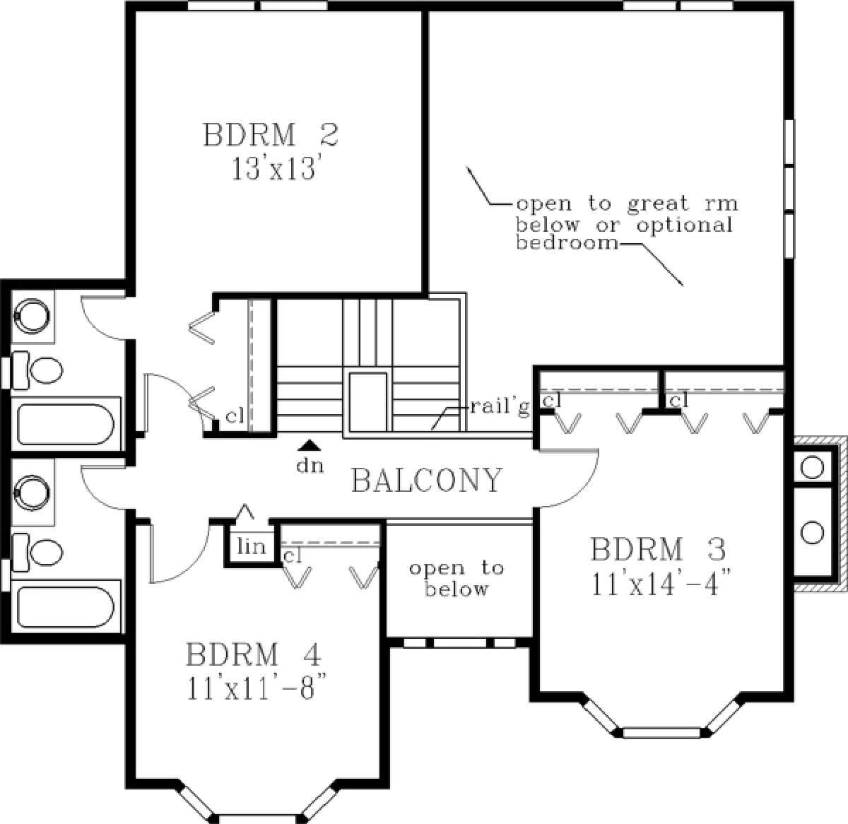Upper Floor for House Plan #033-00079