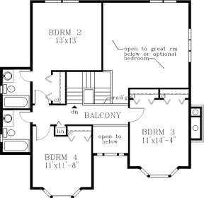 Upper Floor for House Plan #033-00079