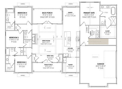 Main Floor w/ Basement Stairs Location for House Plan #7983-00096