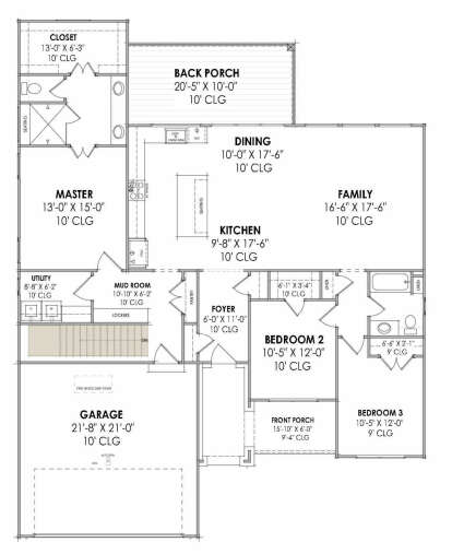 Main Floor w/ Basement Stairs Location for House Plan #7983-00114