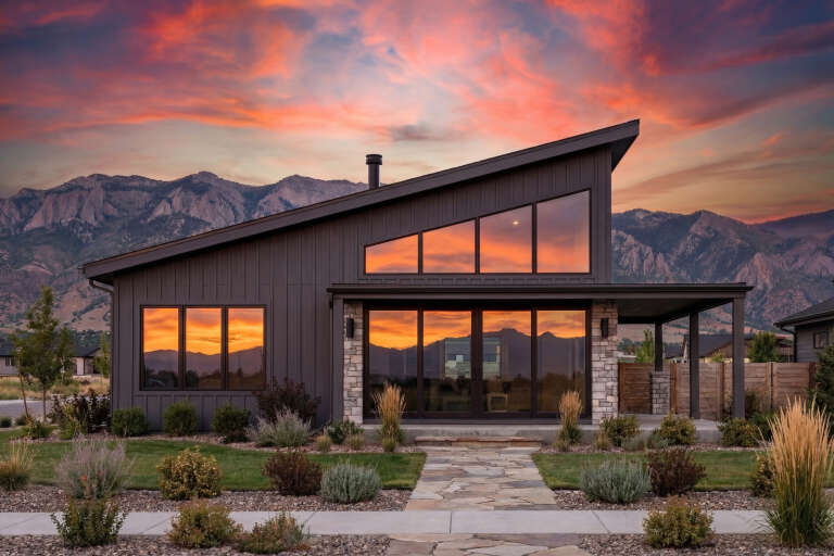 House Plan House Plan #30955 Front Elevation at Dusk