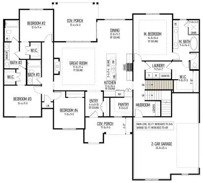 Main Floor w/ Basement Stairs Location for House Plan #8244-00002