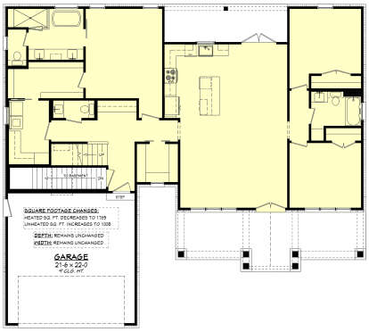 Main Floor w/ Basement Stairs Location for House Plan #041-00358