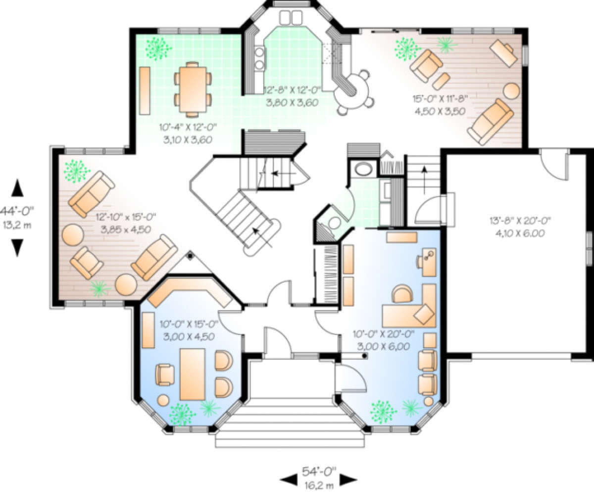 First Floor for House Plan #034-00035