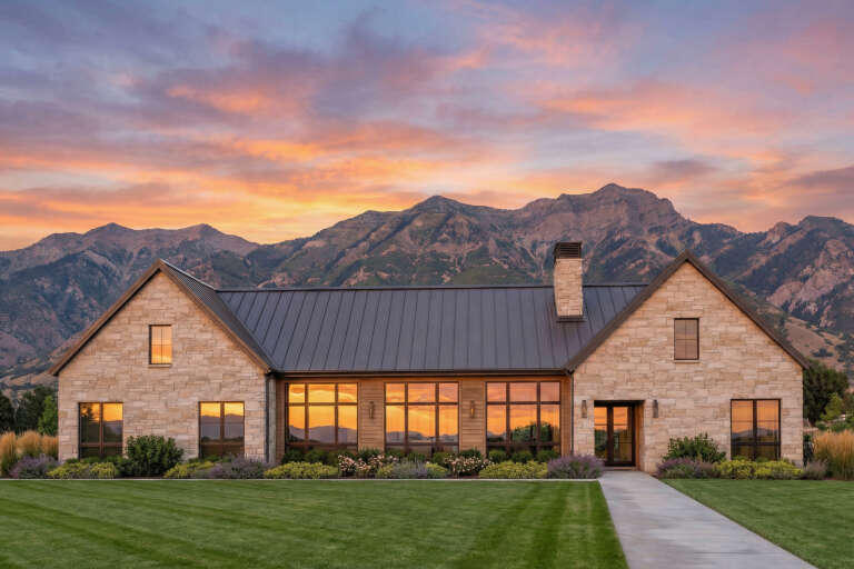 House Plan House Plan #31005 Front Elevation at Dusk
