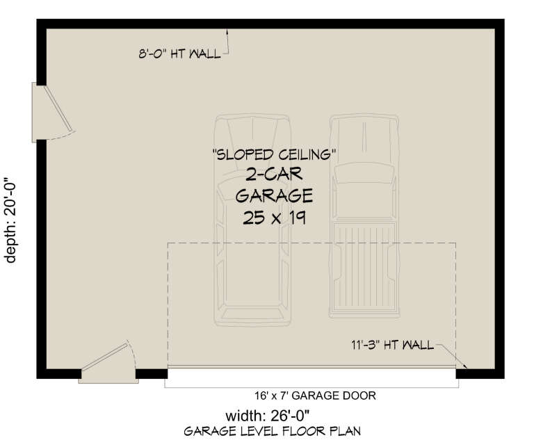Modern 2 Car Garage Plan - 520 Square Feet | Floor Plan #940-01023 ...