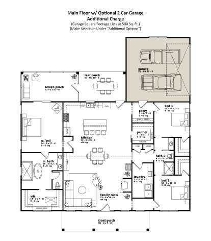Main Floor w/ Optional 2 Car Garage for House Plan #7174-00025