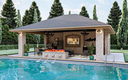 Modern Pool House Plan - 182 Square Feet, 0.5 Bathroom | Floor Plan ...