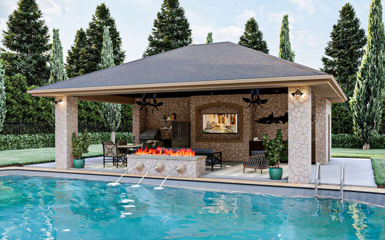 Modern Pool House Plan - 182 Square Feet, 0.5 Bathroom | Floor Plan ...