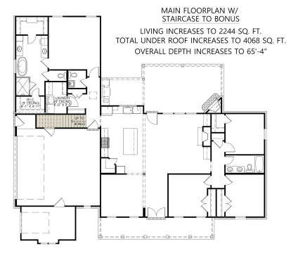 Main Floor w/ Bonus Room Stairs for House Plan #4534-00113