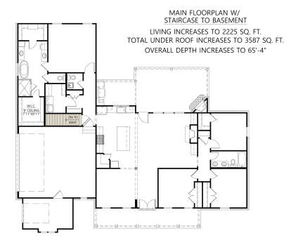 Main Floor w/ Basement Stairs Location for House Plan #4534-00113
