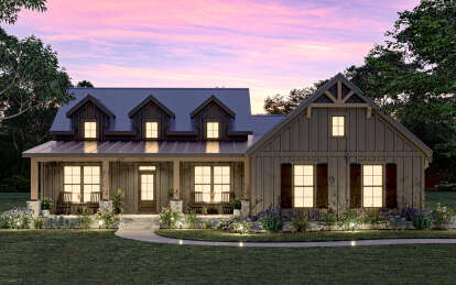 Modern Farmhouse House Plan #009-00398 Elevation Photo