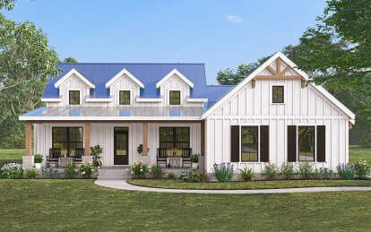 Modern Farmhouse House Plan #009-00398 Elevation Photo