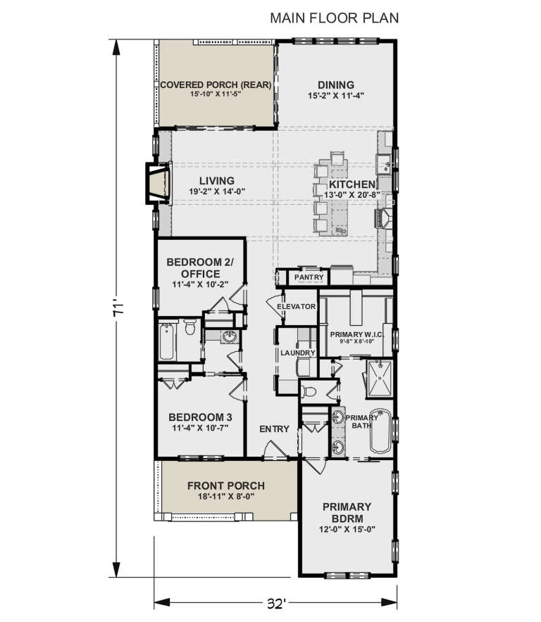 Coastal Plan - 1,800 Square Feet, 3 Bedrooms, 2 Bathrooms | Floor Plan ...